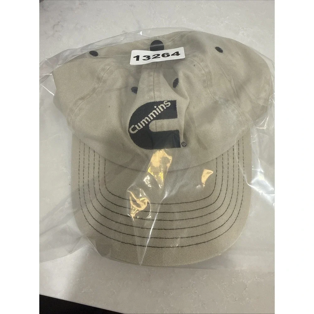 Cummins Slideback Hat Beige One‎ Size Adjustable Embroidered Vent Holes